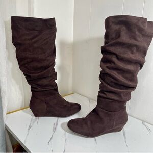 Comfortview Tamara Wide Calf Boot Tall Knee High LowHeel Brown slouchy Boots 8WW